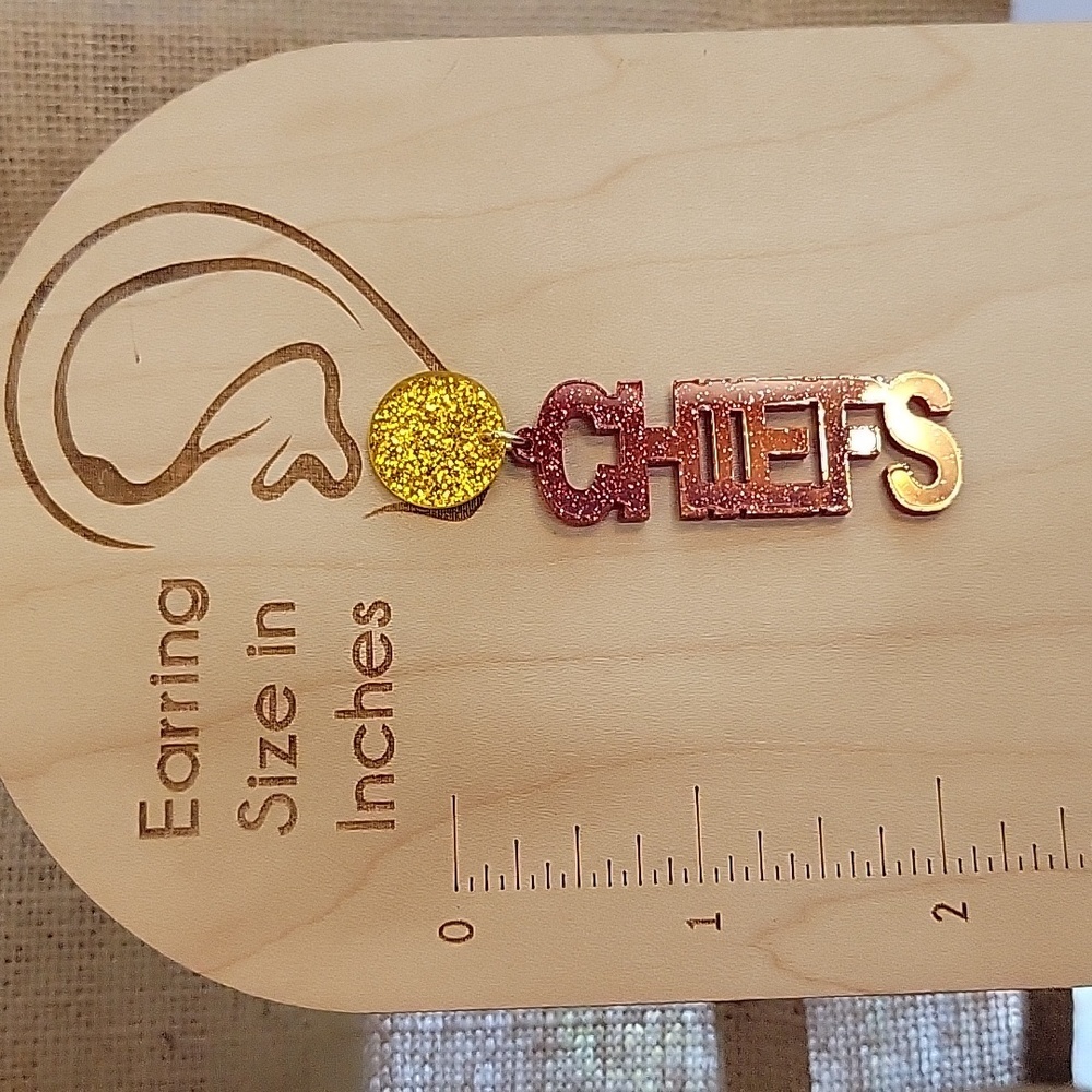 CHIEFS KINGDOM Sparkle Drop Earrings, Choice of Style - Picture 6 of 8
